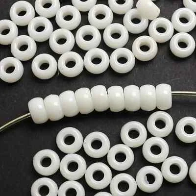 500 White Color Acrylic Barrel Pony Beads 7X4mm Kids Craft Kandi Bracelet - Image 1 of 4