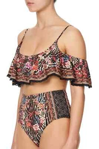 Camilla Multicoloured Frill Crop Top Liv a Little Bikini Top Size XS (No Tag) - Picture 1 of 21