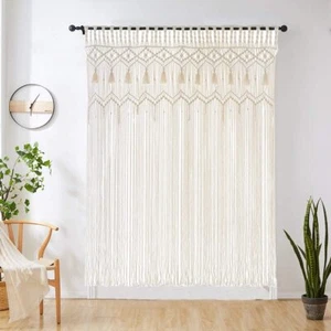 Hysunland Cortinas de Ventana Hechas a Mano para Dormitorio Boho Macramé Cortina para Puerta - Imagen 1 de 5