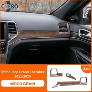 3PCS Inner Wood Grain Center Console Dashboard Trim For Grand Cherokee 2011-2020 - Foto 1 di 15