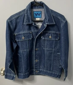 Webs Jeans Trucker Style Medium Blue Denim Jacket With Metal Buttons. EUC. - Picture 1 of 4