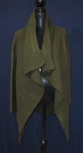 Cárdigan Saks Fifth Avenue para mujer nuevo sin etiquetas S/M verde oliva cuello chal mezcla de lana - Imagen 1 de 10