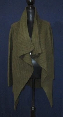 Cárdigan Saks Fifth Avenue para mujer nuevo sin etiquetas S/M verde oliva cuello chal mezcla de lana Foto 1 de 4