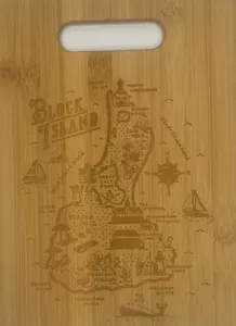 BLOCK ISLAND Rhode Island Mapa Bambú Tabla de Cortar Madera Grabada Nueva Inglaterra NE - Imagen 1 de 2