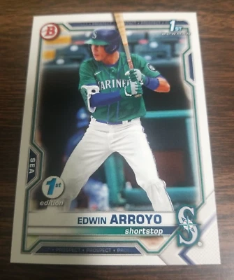 EDWIN ARROYO 2021 BOWMAN 1st EDITION CARD BD74 MARINERS/REDS (FIRST ROOKIE BASE) - Image 1 of 3