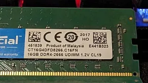 Crucial 16 GB 2666MHz DDR4 UDIMM RAM PC4 2RX8 Desktop Memory CT16G4DFD8266 - Picture 1 of 1