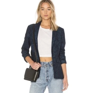 J Brand Layla Blazer Navy Floral Jacquard XS AA - Picture 1 of 7