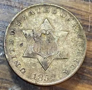 1852 3 Cent Silver Super Original Nice XF CHRC - Picture 1 of 2