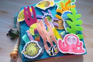 Ocean Busy Book with Magnetic Aea Animals Quiet Toy Kids Toddler Felt Montessori - Picture 1 of 7
