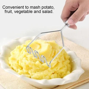 Stainless Steel Potato Puree Masher with Handle Vegetable Mud Crusher Kitchen - Picture 1 of 12