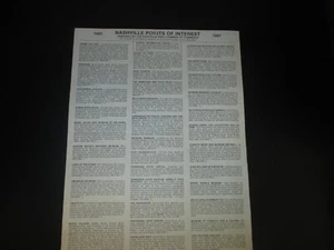 1987 Nashville Points Of Interest-2-sided Chamber Of Commerce Flyer - Picture 1 of 3