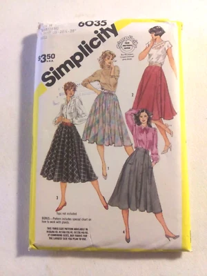 Vintage Simplicity Pattern 6035 80s UNCUT Circle & Half-Circle Skirts 10-12-14 - Image 1 of 4