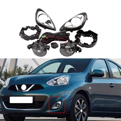 Juego de arnés de cubierta de luz antiniebla para parachoques delantero para Nissan March Micra 2013-2018 Foto 1 de 4