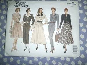 VOGUE 1190 BASIC DESIGN MISSES DRESSES w VARIATIONS PATTERN-UNCUT-SIZES-18-20-22 - Picture 1 of 2