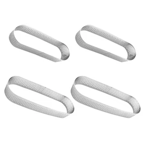4 PIEZAS Anillos de Tarta de Acero Inoxidable - Anillo de Tarta Ovalado Acero Inoxidable Perforado - Imagen 1 de 12