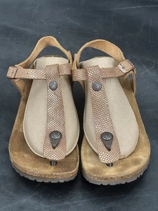 Birkenstock Papillio Ashley T-Riemen-Zehensandalen metallischer Keilabsatz Damengröße 8 - Bild 1 von 11