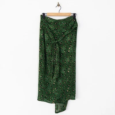 Never Fully Dressed Midi Wrap Skirt Size 8 NEW Green Leopard Print - Image 1 of 4