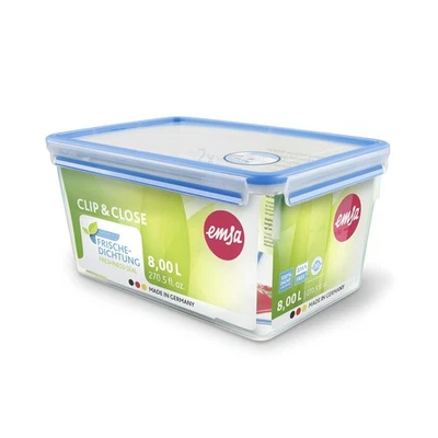 Emsa 508548 Clip & Close rectangular food storage container 8.2 litres, transpar - Image 1 of 4