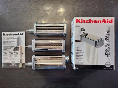 Made In Italy KitchenAid Stand Mixer Attachmnt 3p Pasta Roller & Cutter Set Used - Image 1 of 4