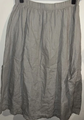 Falda midi cargo de lino gris Eileen Fisher talla M Beachy Lagenlook Foto 1 de 4