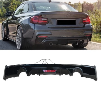 Gloss Black Rear Diffuser Lip For 2014-2021 BMW F22 F23 M Sport W/ LED Light ABS - Image 1 of 4