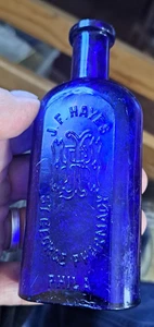 5,25 IN CIRCA 1880-90S BLU COBALTO J F HAYES ST GEORGES FARMACIA PHILADELPHIA - Foto 1 di 8