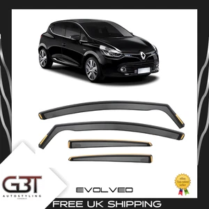 Renault Clio MK4 2012-2019 Wind Deflectors 5 Door Hatchback 4pc All Black Tinted - Picture 1 of 5