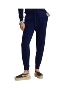 Polo Ralph Lauren Women Cable Knit Cashmere/Wool Joggers Navy L NWT MSRP $500 - Picture 1 of 7