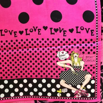Betsey Johnson Vintage Y2K Scarf Babe Girl in Dizzy Dots Runway Dress Pop Art - Image 1 of 4