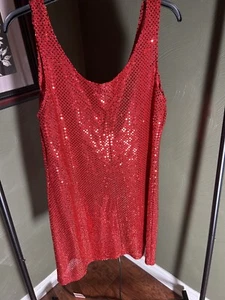 Frederick's of Hollywood Red Sequin Tank Dress 1X Plus Size – USA Made – Glitter - Picture 1 of 7