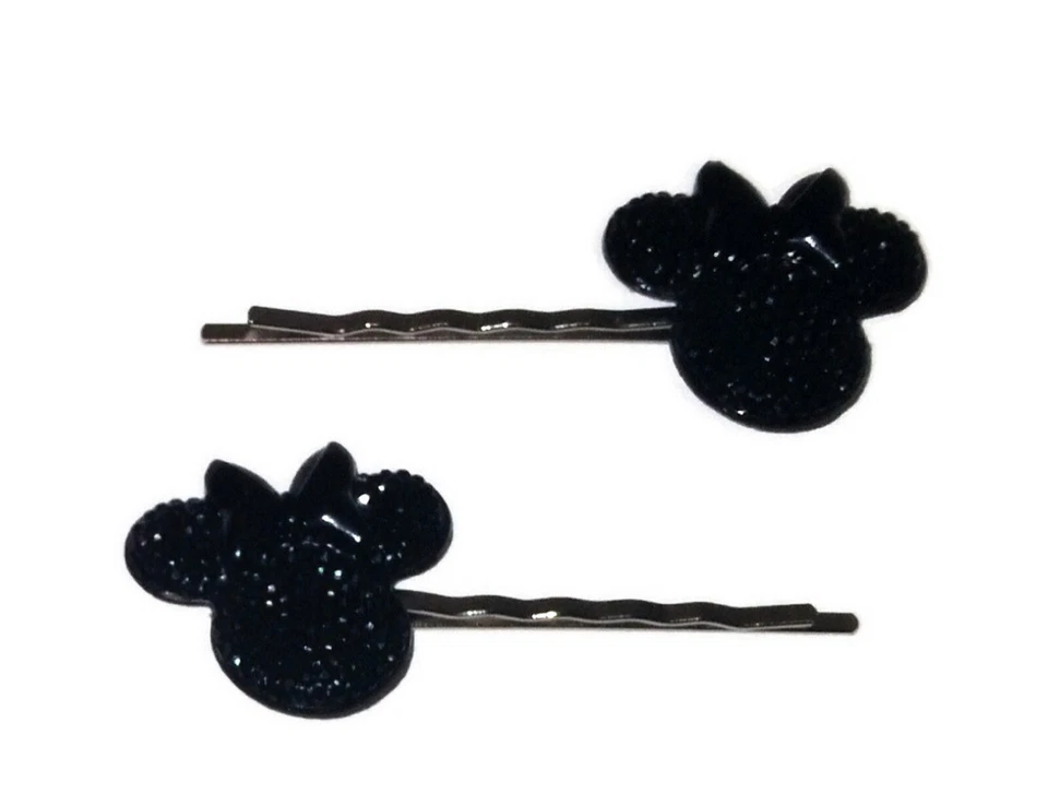 MOUSE GIRL JEWEL HEAD Handmade Bobby Pin Hair Clips Set of 2 - You Choose Color - Image 1 of 1