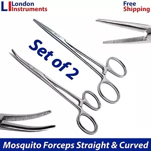Surgical Mosquito Forceps Hemostat Haemostatic Clamp Tweezers Artery Set of 2 CE - Picture 1 of 11