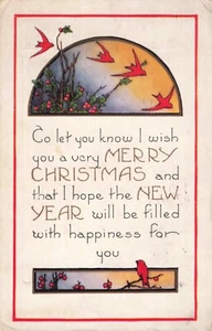 Christmas Postcard Red Birds  1920 Christmas Seal PM 1920 T8 - Picture 1 of 2