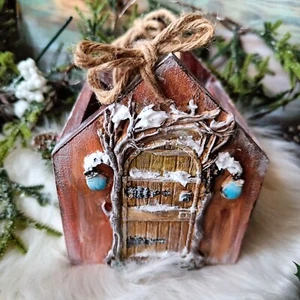 Handcrafted Wooden Storage Christmas Box Winter Fairy House Home Decor - Picture 1 of 21