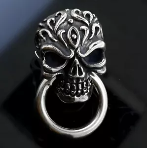 Vintage Biker Skull Mask Wallet Chain Connector Concho Leather Craft For Wallets - Picture 1 of 3