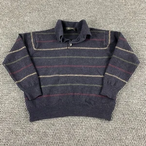 Northern Isles Vintage Kids Medium Striped Collared Long Sleeve Wool Sweater - Picture 1 of 9