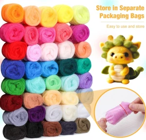 Needle Felting Starter Kit, Wool Roving 40 Colors Set, Felted Animal Needle - Picture 1 of 6