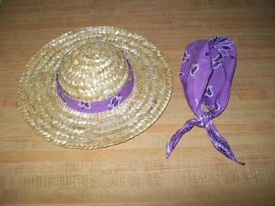 КУКЛЫ ФЕРМЕР СОЛОМЕННАЯ ШЛЯПА С БАНДАНА ОТДЕЛКА + ШАРФ ВЫБОР 16 ЦВЕТОВ - СМ. ФОТОГРАФИИ - Изображение 1 из 4