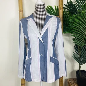 Peter Alexander Shirt Size XS 6 White Blue Pink Button Up Long Sleeve NWT - Picture 1 of 12