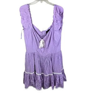 Collectif Lolisa Dress Lilac White Pin Up Retro Ruffle Flare Short Size 3XL - Picture 1 of 6