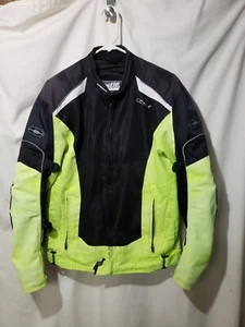 Castle Street Wear Motorcycle Bike Jacket Mens SZ M Black/Green Air Vents  123 - Bild 1 von 8
