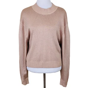 Nuovo Maglione Free People Donna XL Notte Stellata Metallico Crema Puff Rosa - Foto 1 di 9