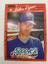 1990 Donruss Nolan Ryan 5000K - Error Wrong Back - Texas Rangers #665 Rare Card