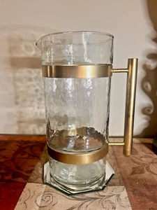 Bleeker Style Bar Martini /Water Pitcher Clear with Gold Handles - Picture 1 of 10