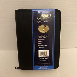 At A Glance Vtg. Personal Planner Organizer Zippered Portfolio Address Book Blac - Picture 1 of 13