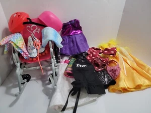 18 inch doll accessories lot, clothes, hats and wheelchair toys. - Picture 1 of 11