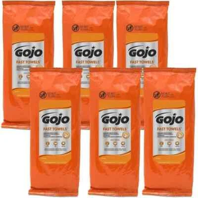 case of 6 (60ctx6) GOJO 6285 FAST TOWELS Hand & Surface dirt oil grease 9"x10"