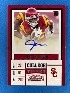 JUSTIN DAVIS #161 RC Red Auto 2017 Contenders Southern California Trojans NCAA - Picture 1 of 2