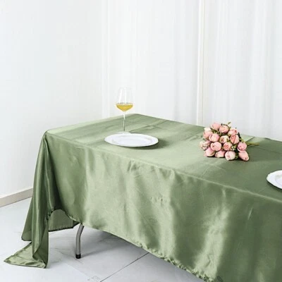 60x126-Inch RECTANGULAR SATIN TABLECLOTH Dinner Wedding Party Linens Decorations - Image 1 of 2