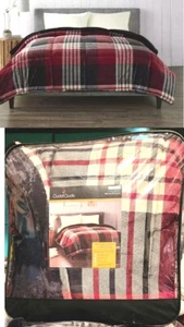 Cuddl Duds Cozy Soft Red &Black Plaid Comforter Plush Fleece REVERSIBLE TWIN New - Picture 1 of 12